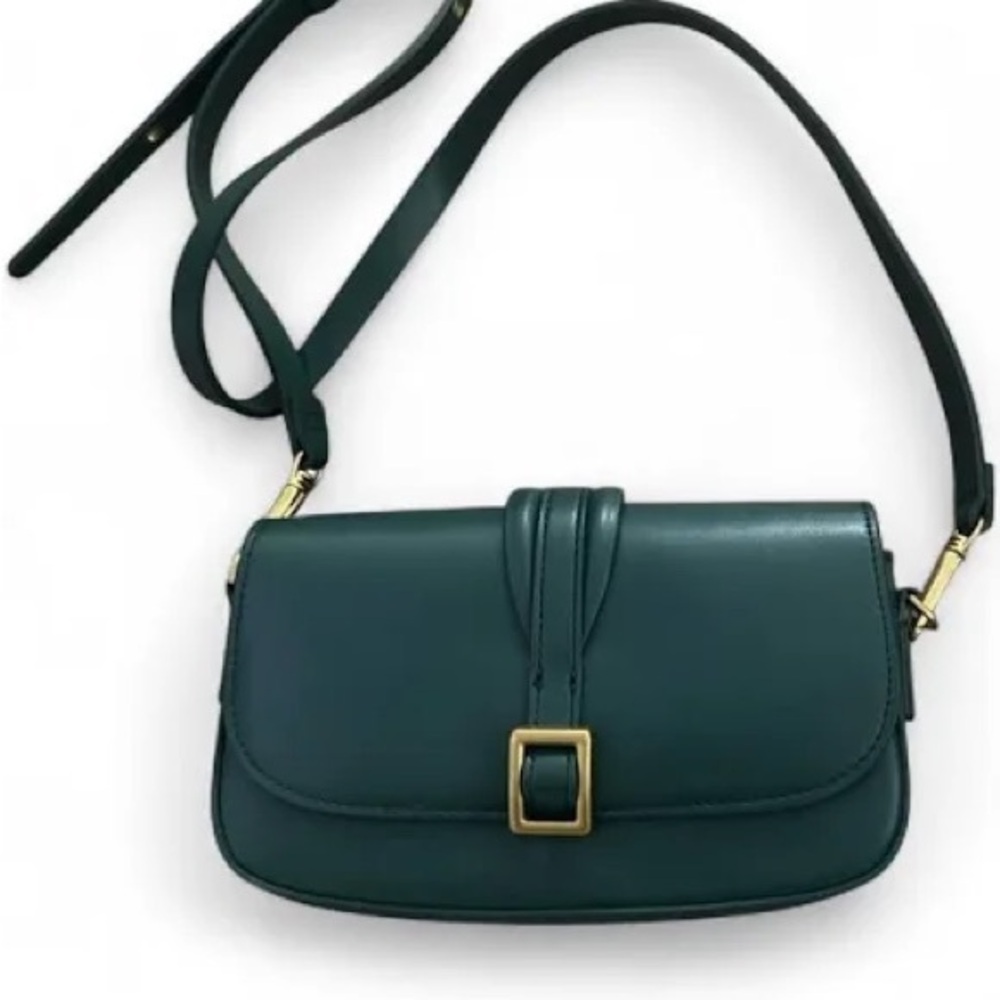 💚 Zara Crossbody Handbag | Green Crossbody Purse | Faux Leather | Gold Hardware